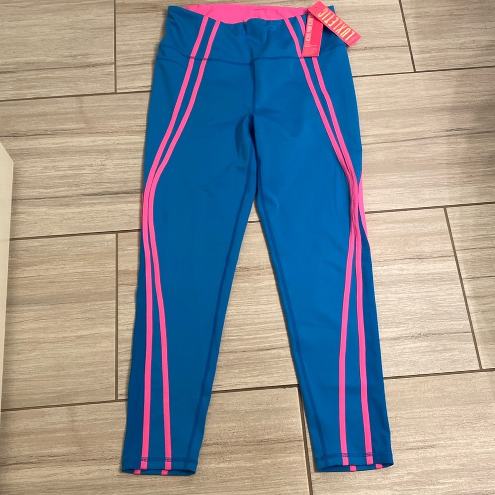 NWT Lilly Pulitzer luxletic weekender high rise leggings Blue Flare size Large